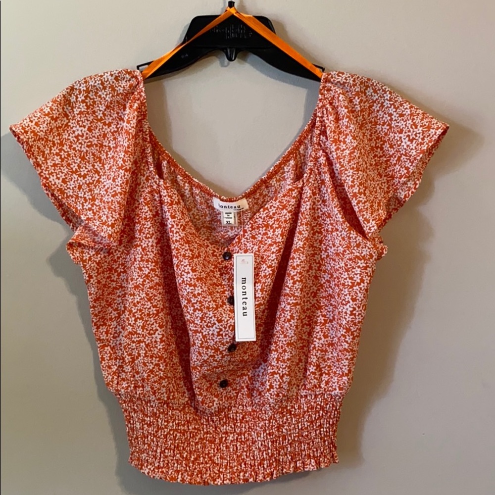 Orange Off-Shoulder Blouse ,XL, Monteau